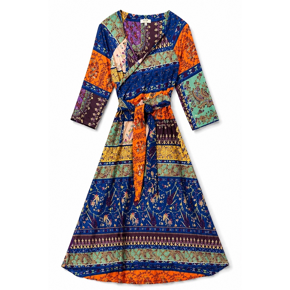 ETRO Bohemian Patchwork Wrap Maxi Dress Women's Size 10